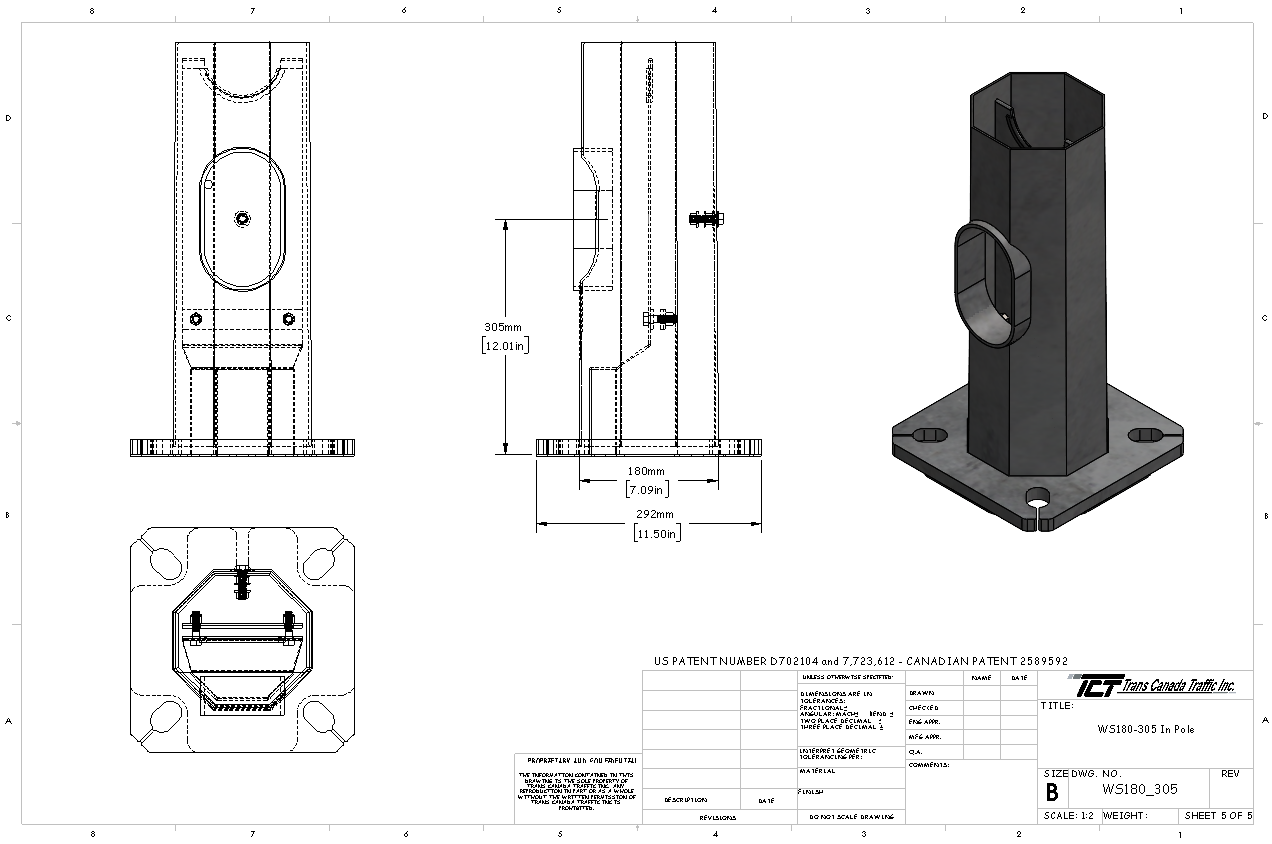 WS180-305 - WireSentry for Octagonal Single Davit Pole