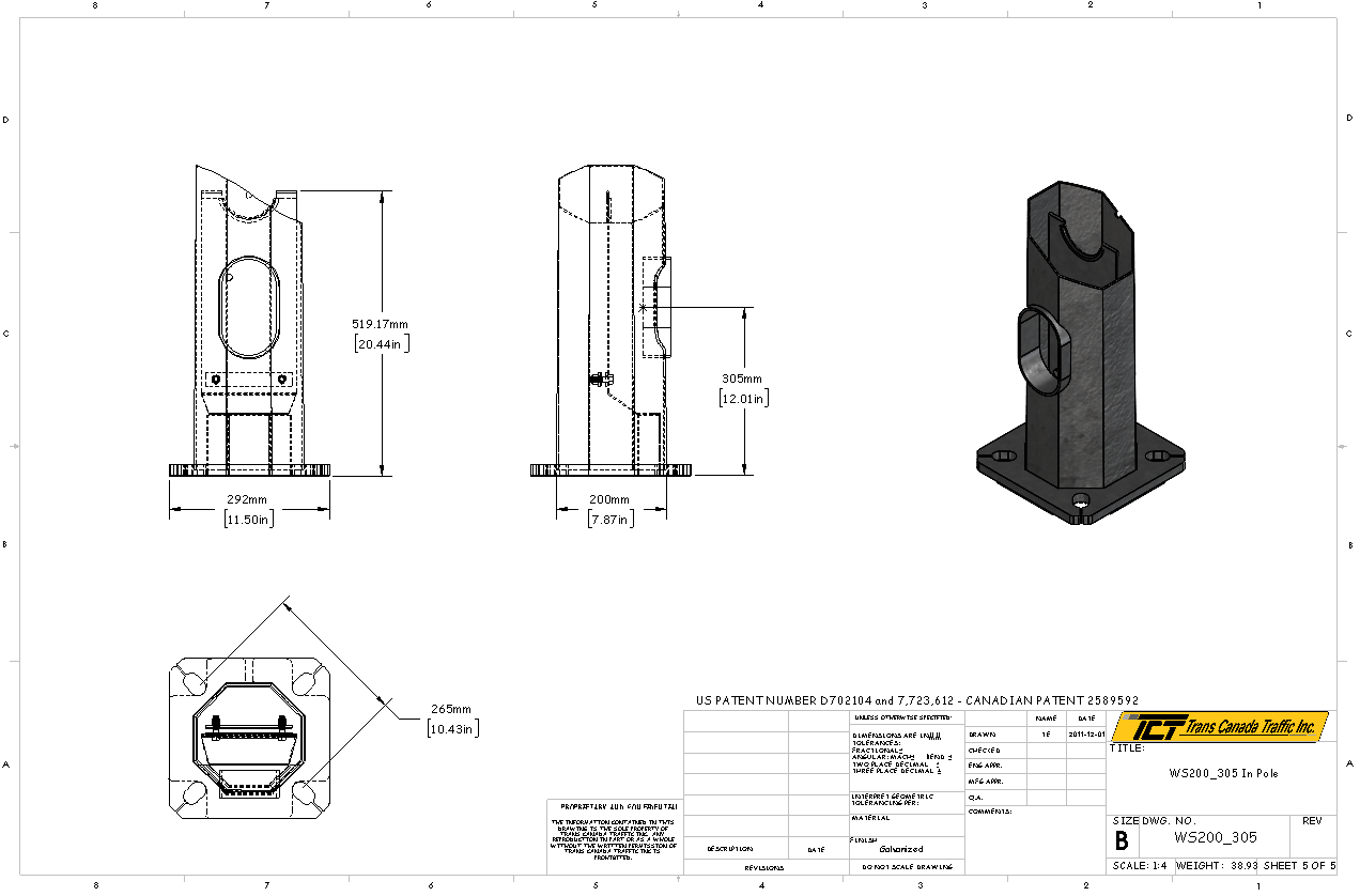 WS200-305 - WireSentry for Octagonal Type 2 Pole