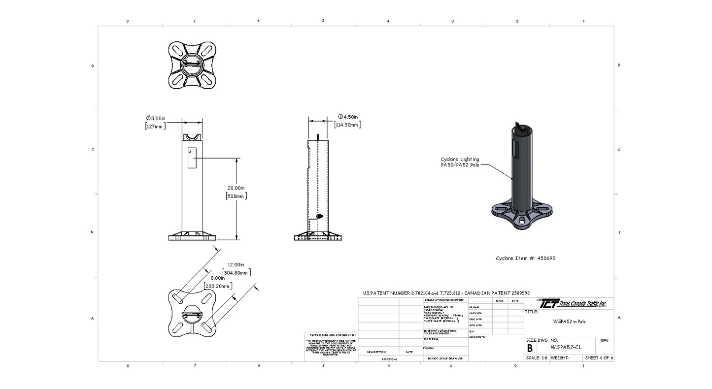 Cyclone PA52- WireSentry for Cyclone PA52 Pole with Clover Base