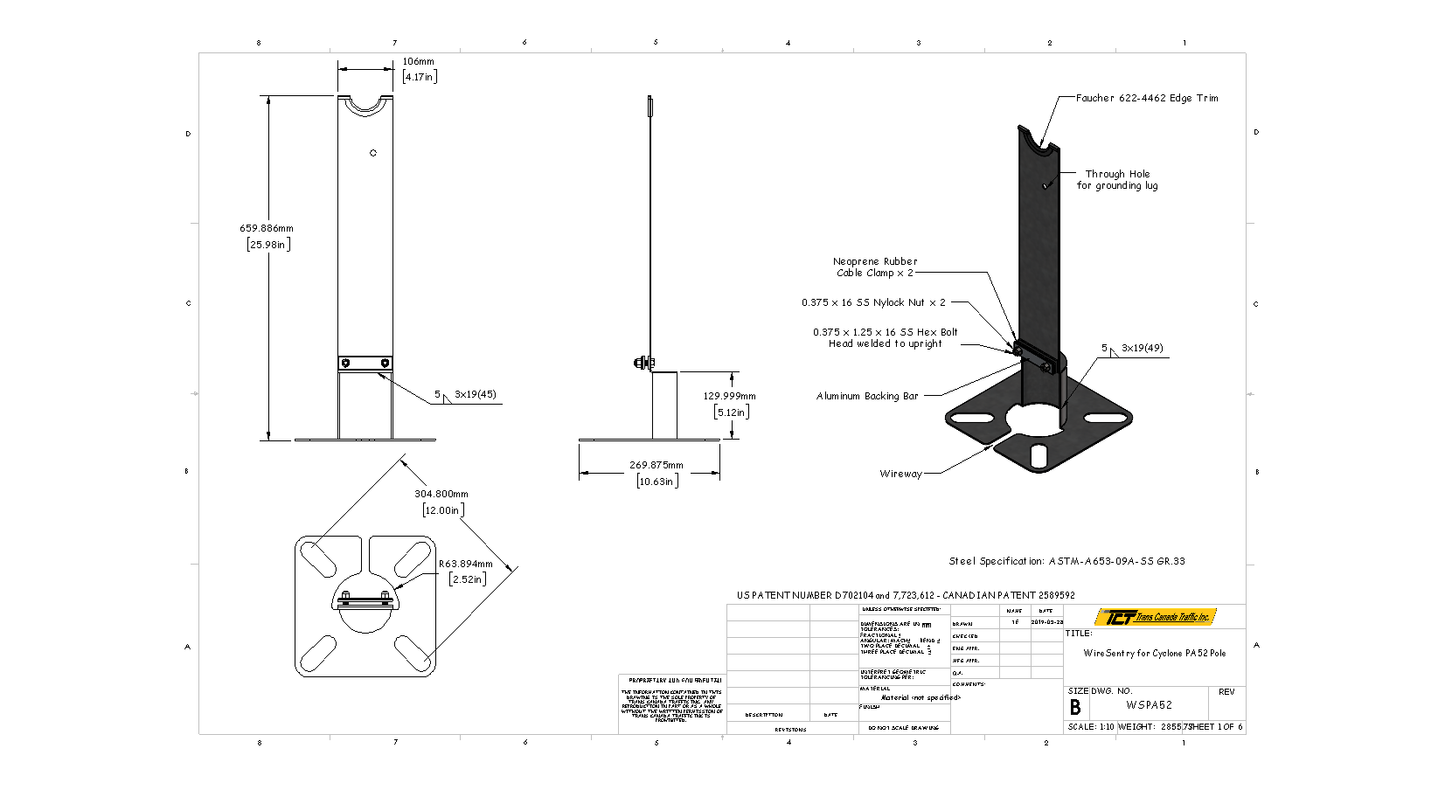 Cyclone PA52- WireSentry for Cyclone PA52 Pole